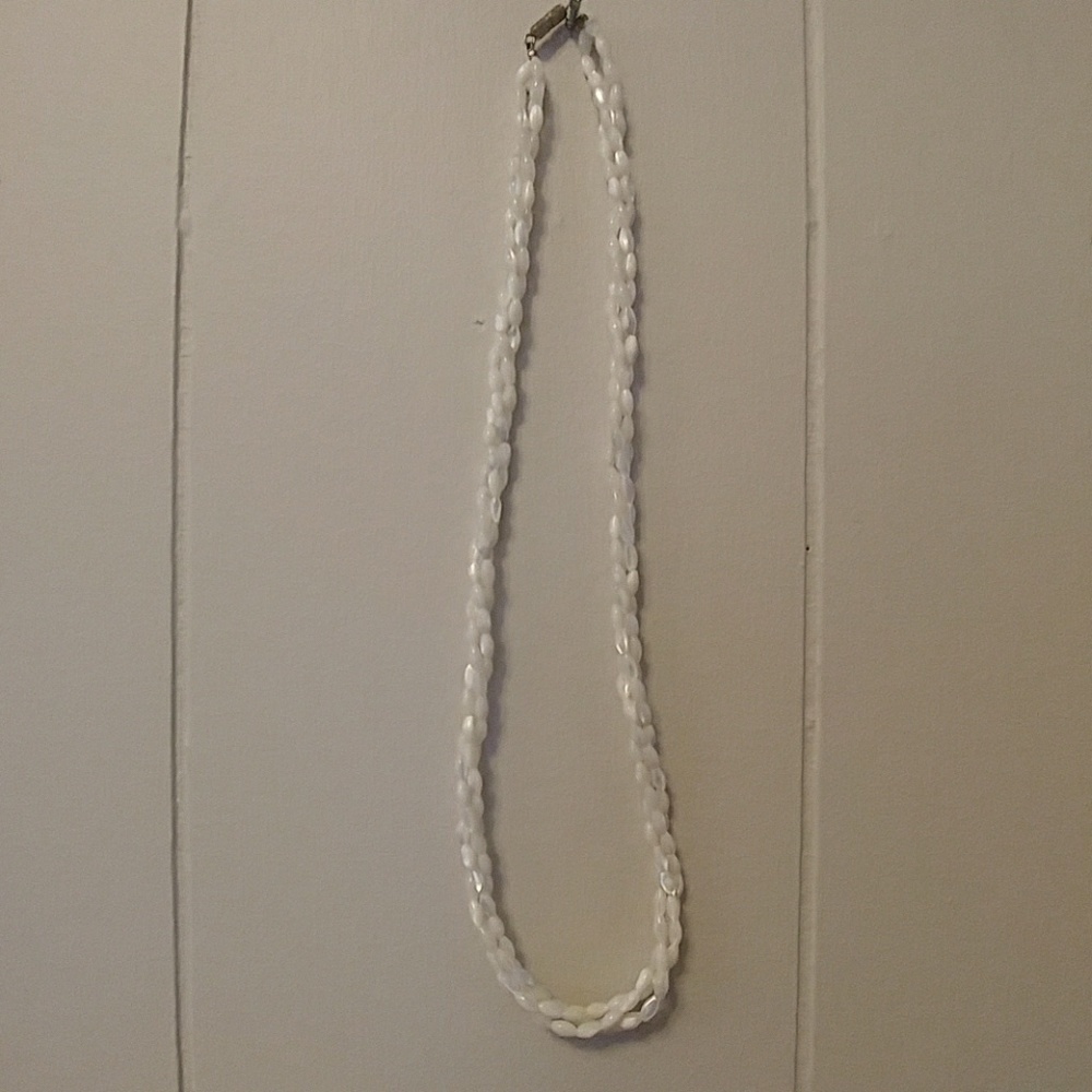 3 strand necklace. Mother of pearl look